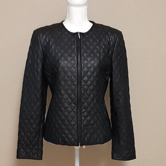 Casual Corner Quilted Leather Jacket - Picture 2 of 14